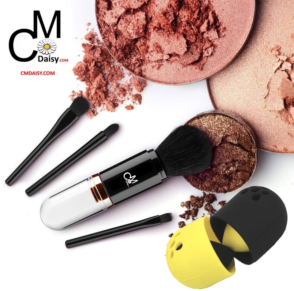 Makeup bundle, 4 in 1 brush kit, sponges and a sponge container