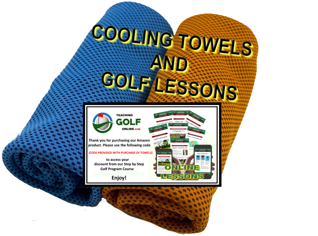 Two towels with golf lessons