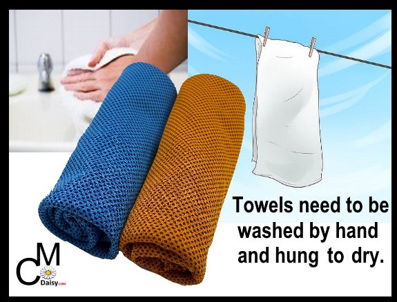 towels wash by hand and hang to dry
